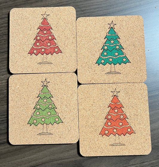 Christmas Tree Mono Coaster.  Set of 4
