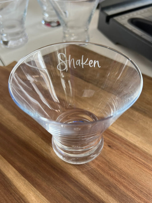 "Shaken" Stemless Martini Glass