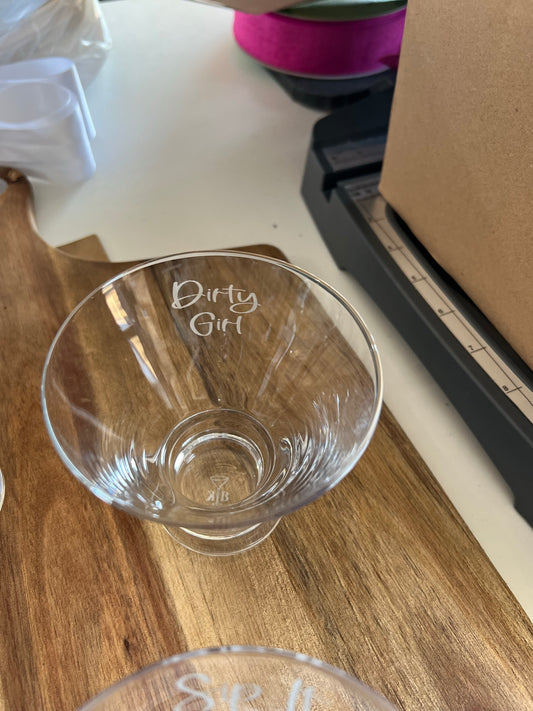 "Dirty Girl" Stemless Martini Glass