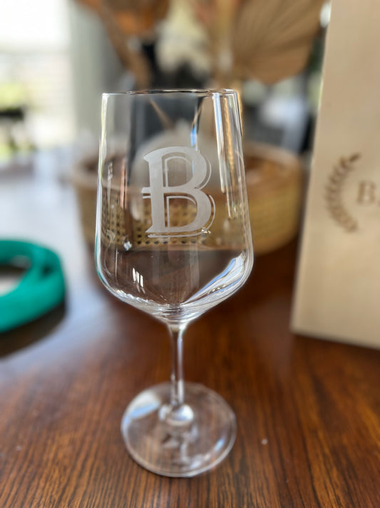 Initial/Monogram/Split Letter Crystal Wine Glass Set of 2 - Custom