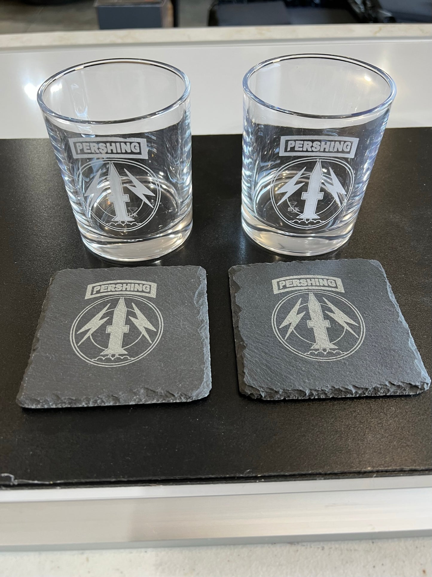 Pershing Box Set, 4x Cocktail & 4x Slate Coaster