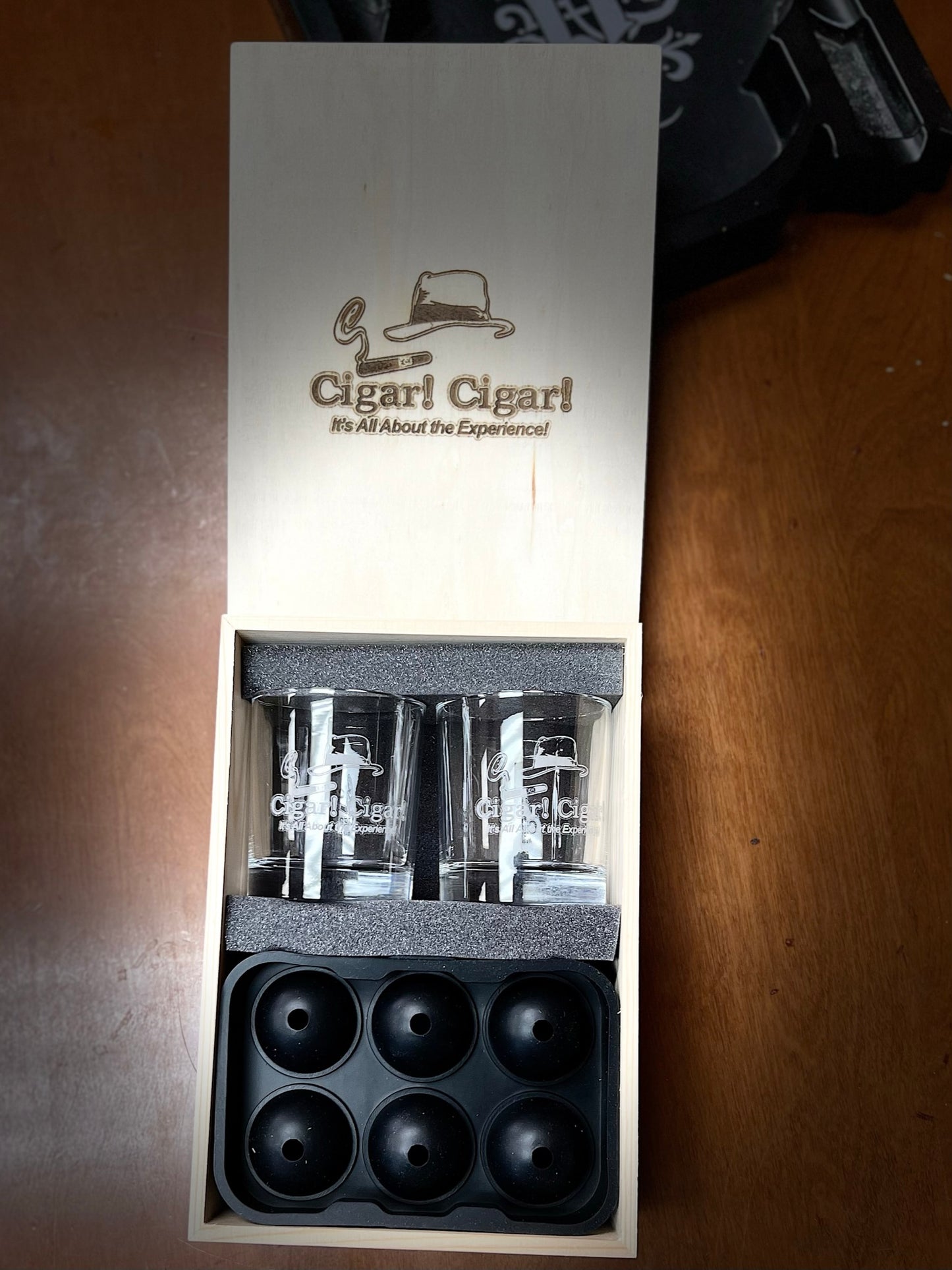 Cocktail Gift Set, Laser Etched Wood Box & 4 10.5 oz. Cocktail Glasses - Custom